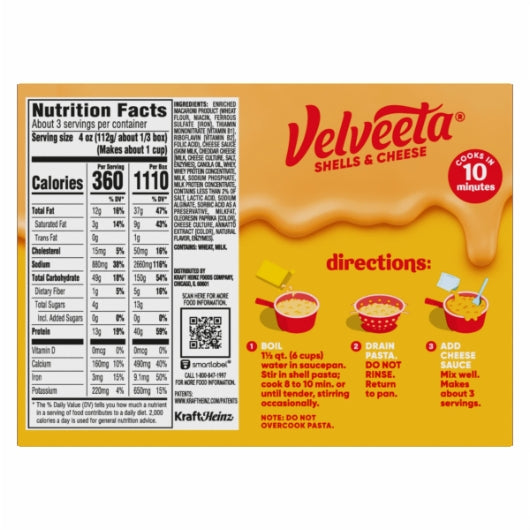 Velveeta Shells And Velveeta Shells & Cheese, 24 x 340 GR Case - Alternate product angle or state