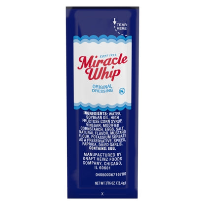 Miracle Whip Original Salad Mayonnaise Single Serve Packets, 200 x 0.44 oz Case - Condiments & Sauces