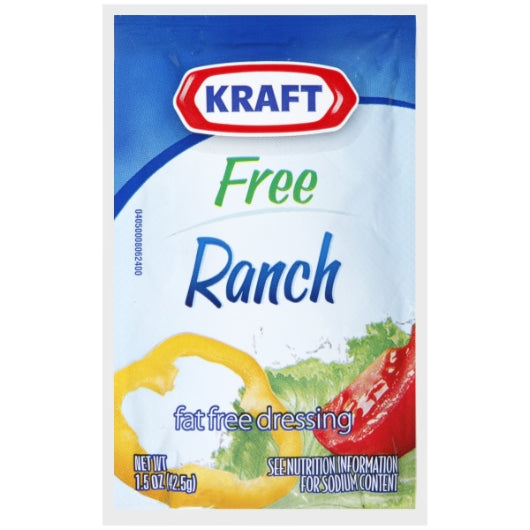 Kraft Fat Free Ranch Dressing Single Serve Packets, 60 x 42.5 GR Case - Condiments & Sauces