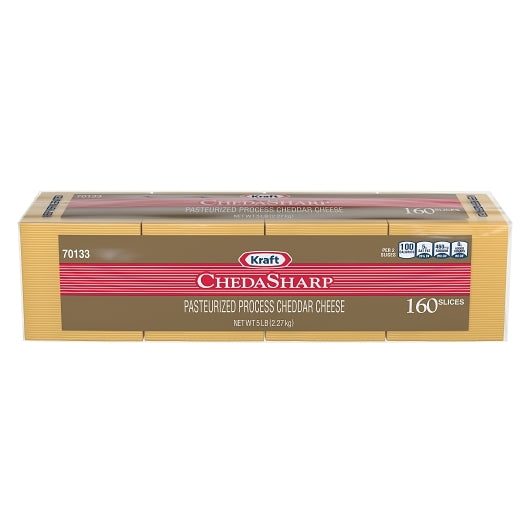 Kraft Sharp Cheddar Cheese Slices, 4 x 2.27 KG Case - Cheese & Dairy
