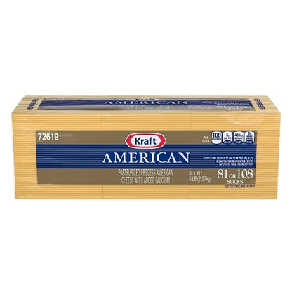 Kraft 81/108 Slices Regular American Cheese, 4 x 2.27 KG Case - Cheese & Dairy
