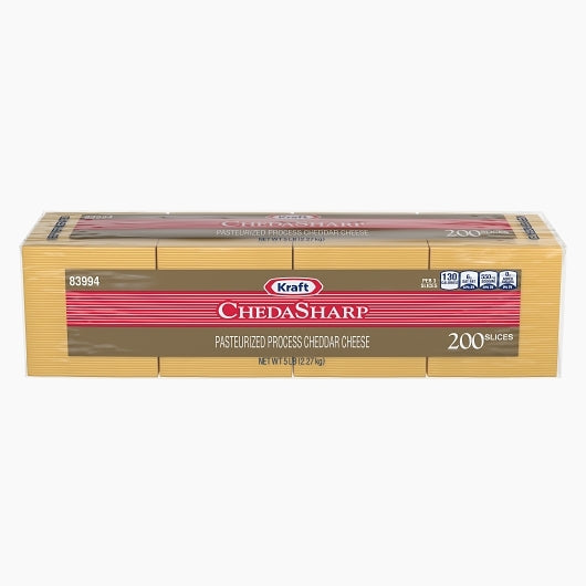 Kraft Chedasharp Cheese, 200 Slice Portion Pack, 4 x 2.27 KG Case - Cheese & Dairy