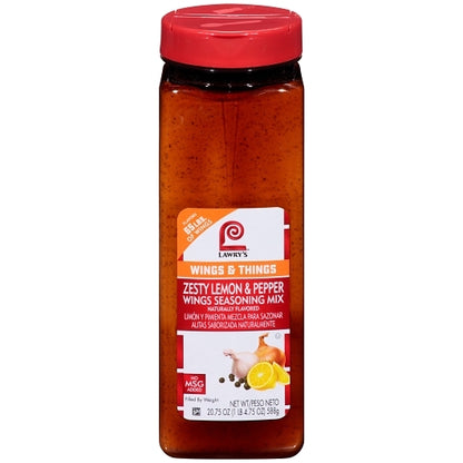 Lawrys Zesty Lemon Pepper Wing Seasoning Mix, 6 x 20.75 oz Case - Spices Seasonings