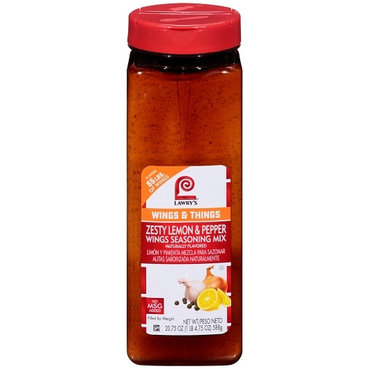 Lawrys Zesty Lemon Pepper Wing Seasoning Mix, 6 x 20.75 oz Case - Spices Seasonings