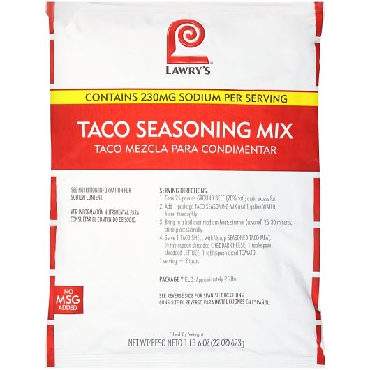 Lawrys Taco Seasonings Taco Seasoning Mix, 6 x 22 oz Case - Spices Seasonings