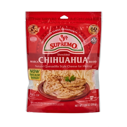V&V Supremo Queso Chihuahua Shredded Cheese, 12 x 7.06 oz Case - Alternate product angle or state