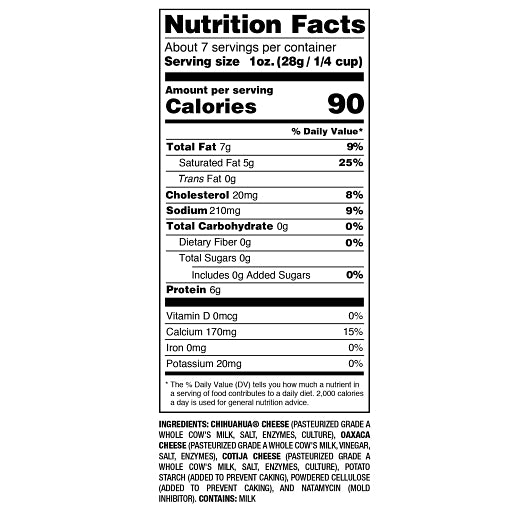 V&V Supremo Mexican 3 Cheese Blend, 12 x 7.06 oz Case - DOT product image 2