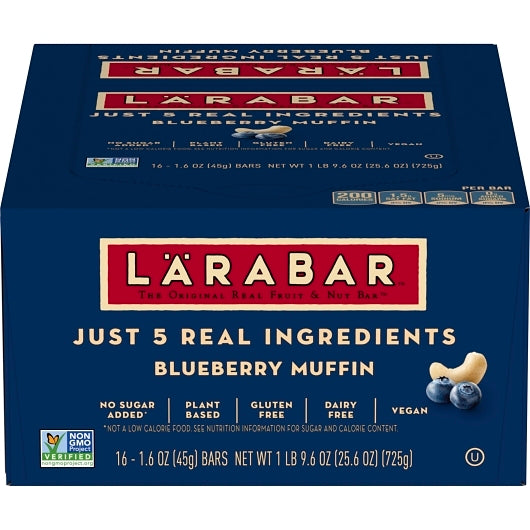 Larabar Gluten-Free Vegan Fruit & Nut Blueberry Muffin Bar, 4 x 16 x 1.6 oz Case - Bakery & Desserts