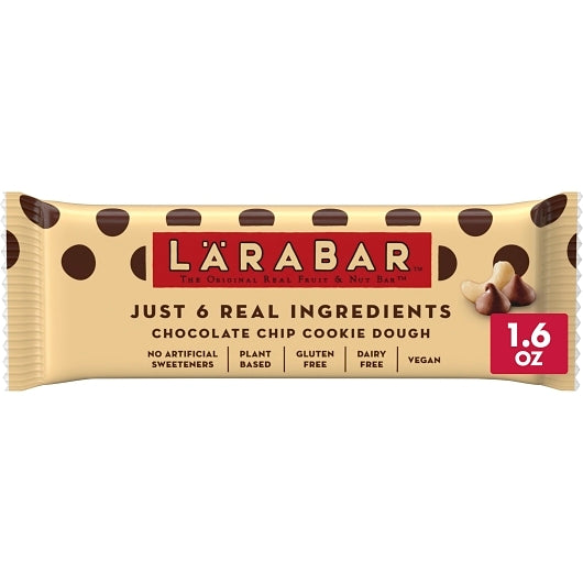 Larabar Gluten-Free Vegan Chocolate Chip Cookie Dough Bar, 4 x 16 x 1.6 oz Case - Bakery & Desserts
