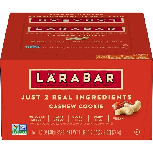 Larabar Gluten Free Vegan Dairy Free Cashew Cookie Wellness Bars, 4 x 16 x 1.7 oz Case - DOT product image 2