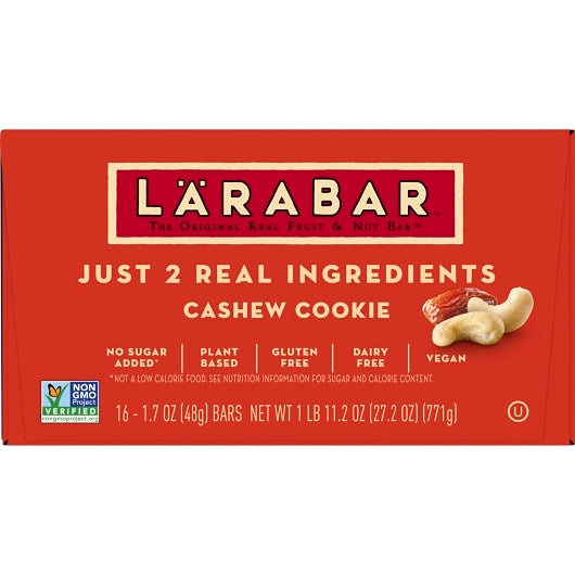 Larabar Gluten Free Vegan Dairy Free Cashew Cookie Wellness Bars, 4 x 16 x 1.7 oz Case - DOT product image 4