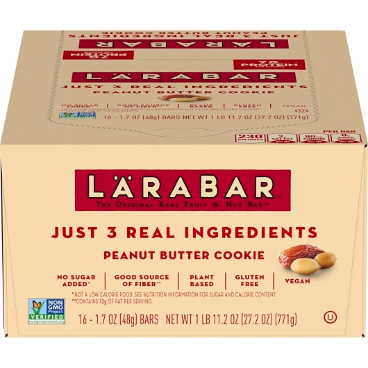 Larabar Gluten-Free Vegan Peanut Butter Cookie Bar, 4 x 16 x 1.7 oz Case - DOT product image 4