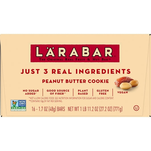 Larabar Gluten-Free Vegan Peanut Butter Cookie Bar, 4 x 16 x 1.7 oz Case - DOT product image 7
