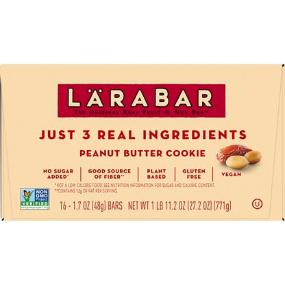 Larabar Gluten-Free Vegan Peanut Butter Cookie Bar, 4 x 16 x 1.7 oz Case - DOT product image 7