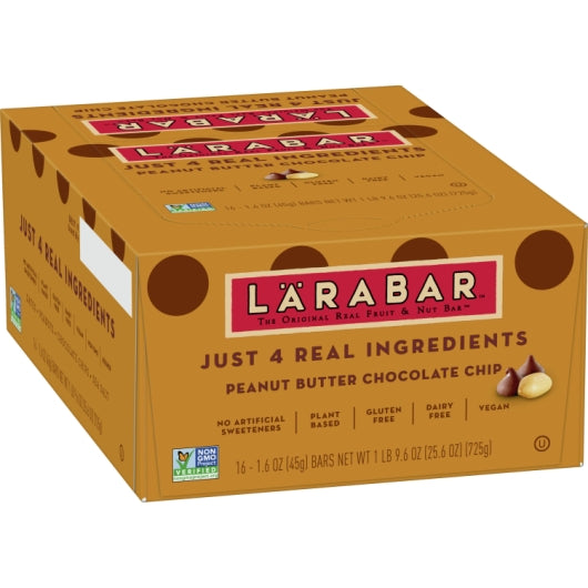 Larabar Gluten-Free Vegan Peanut Butter Chocolate Chip Bar, 4 x 16 x 1.6 oz Case - DOT product image 7