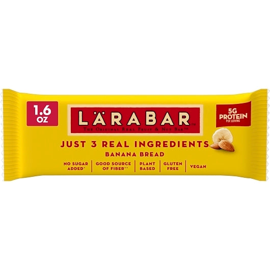 Larabar Gluten-Free Vegan Banana Bread Bar, 4 x 16 x 1.6 oz Case - Snack Bars & Granola Bars