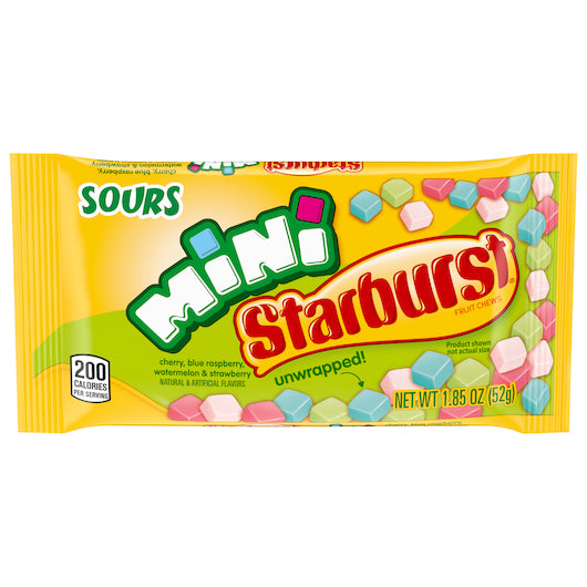 Starburst Minis Sour Singles, 12 x 24 x 1.85 oz Case - Candy & Confections