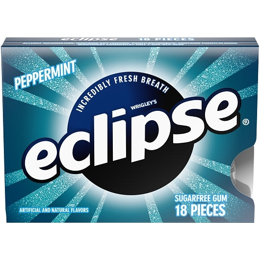 Eclipse Single Serve Peppermint Gum, 18 x 8 x 18 PC Case - Candy & Confections