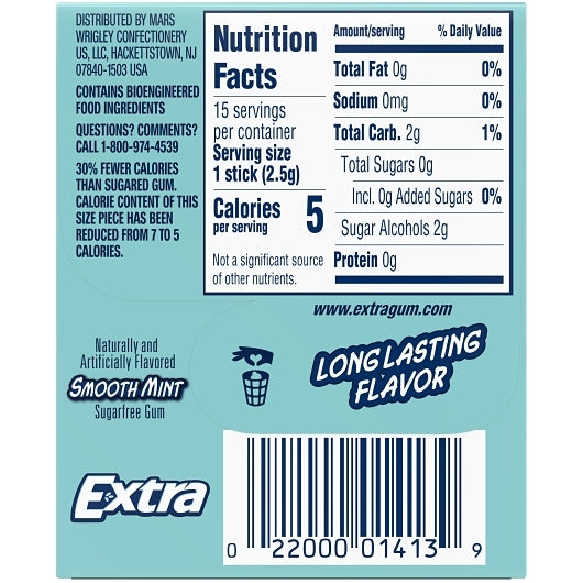 Extra Single Serve Smooth Mint Gum, 12 x 10 x 15 PC Case - DOT product image 7