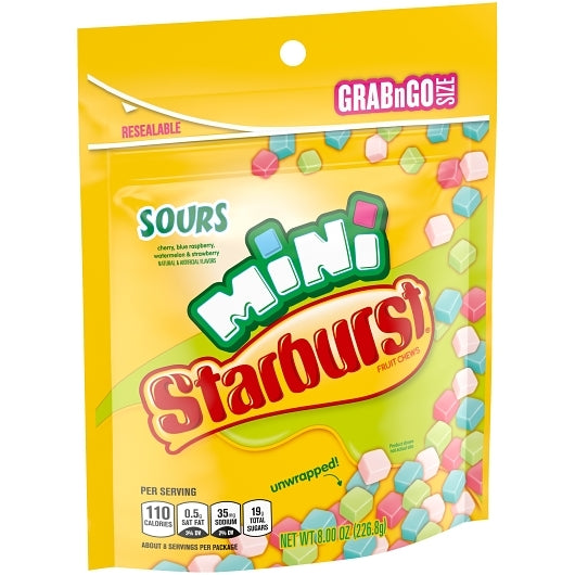 Starburst Mini Sours Stand Up Pouch, 8 x 8 oz Case - DOT product image 4