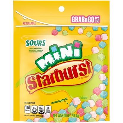 Starburst Mini Sours Stand Up Pouch, 8 x 8 oz Case - DOT product image 2