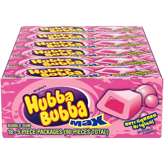 Hubba Bubba Outrageous Original Gum, 8 x 18 x 5 PC Case - Candy & Confections