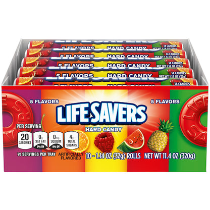 Life Savers Five Flavor Candy Roll, 15 x 20 x 1.14 oz Case - Candy & Confections