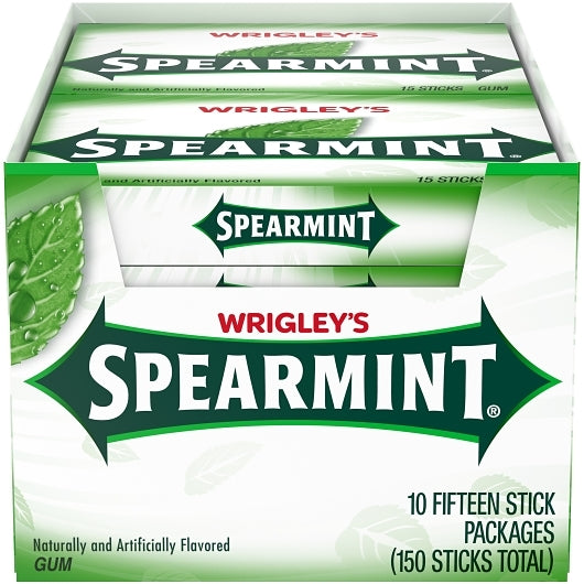 Wrigley's Spearmint Gum, 12 x 10 x 15 PC Case - Candy & Confections