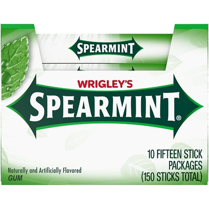 Wrigleys Spearmint Gum , 12 x 10 x 15 PC Case - Front/center packaged product image