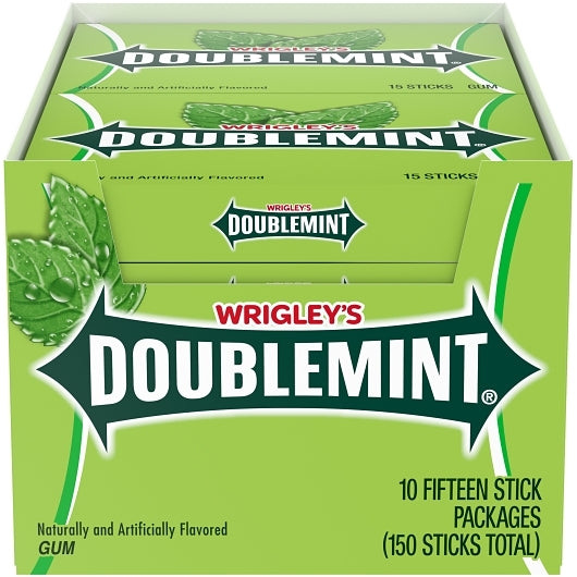 Doublemint Single Serve Gum, 12 x 10 x 15 PC Case - Front/center packaged product image