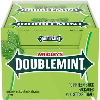 Doublemint Single Serve Gum, 12 x 10 x 15 PC Case - Front/center packaged product image