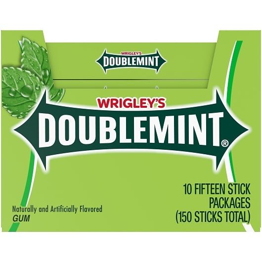 Doublemint Single Serve Gum, 12 x 10 x 15 PC Case - Front/center packaged product image