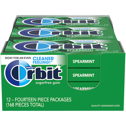 Orbit Spearmint Gum, 12 x 14 PC Case - Candy & Confections