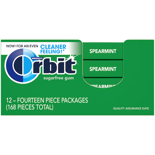 Orbit Spearmint Gum, 12 x 12 x 14 PC Case - Front/center packaged product image