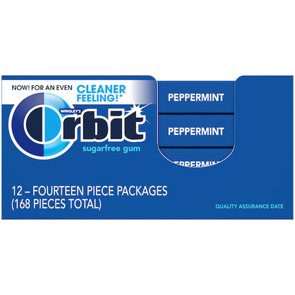 Orbit Sugar Free Peppermint Gum, 12 x 12 x 14 PC Case - Front/center packaged product image