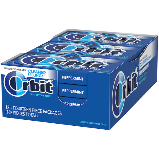 Orbit Sugar Free Peppermint Gum, 12 x 12 x 14 PC Case - Alternate product angle or state