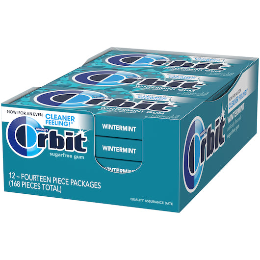 Orbit Winter Mint Gum, 12 x 12 x 14 PC Case - Alternate product angle or state