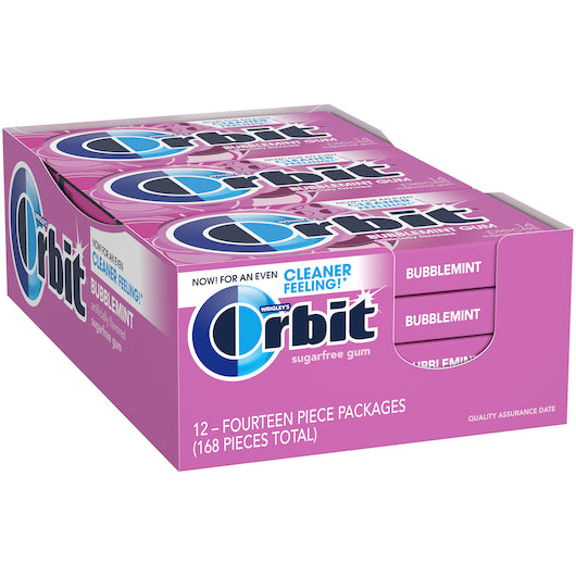 Orbit Mint Bubble Gum, 12 x 12 x 14 PC Case - Alternate product angle or state