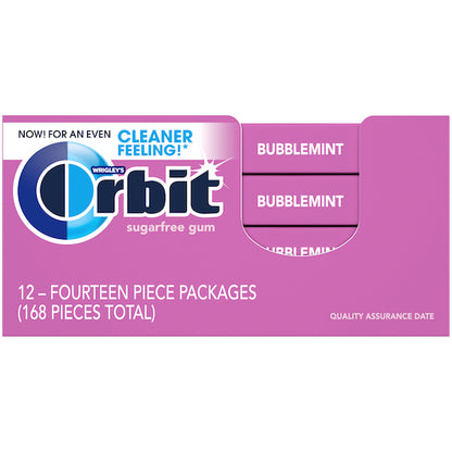 Orbit Mint Bubble Gum, 12 x 12 x 14 PC Case - Front/center packaged product image