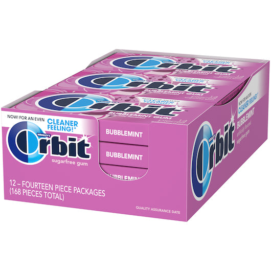 Orbit Mint Bubble Gum, 12 x 12 x 14 PC Case - Alternate product angle or state
