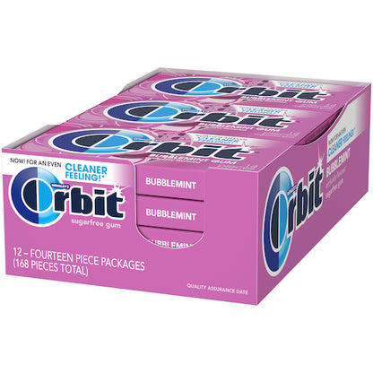Orbit Mint Bubble Gum, 12 x 12 x 14 PC Case - Alternate product angle or state