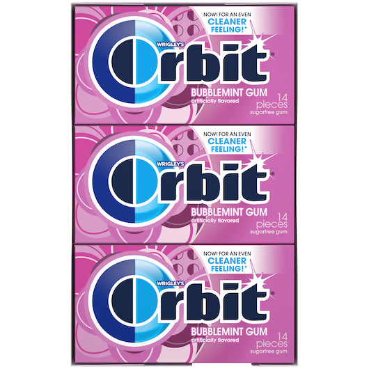 Orbit Mint Bubble Gum, 12 x 12 x 14 PC Case - Alternate product angle or state