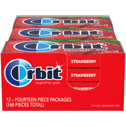 Orbit Strawberry Gum Remix, 14 Pieces per Pack - 12 Packs per Box, 12 x 12 x 14 PC Case - Candy & Confections