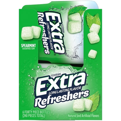 Extra Refreshers Spearmint, 4 x 6 x 40 PC Case - Front/center packaged product image
