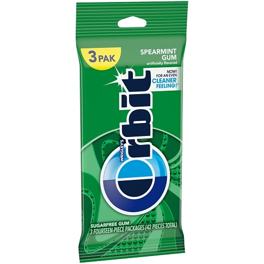 Orbit Gum Spearmint 3 Pack, 20 x 3 x 14 PC Case - Alternate product angle or state