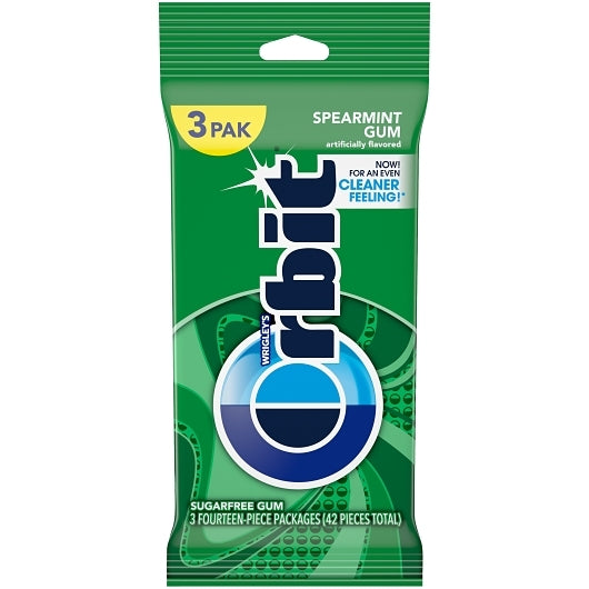 Orbit Gum Spearmint 3 Pack, 20 x 3 x 14 PC Case - Candy & Confections