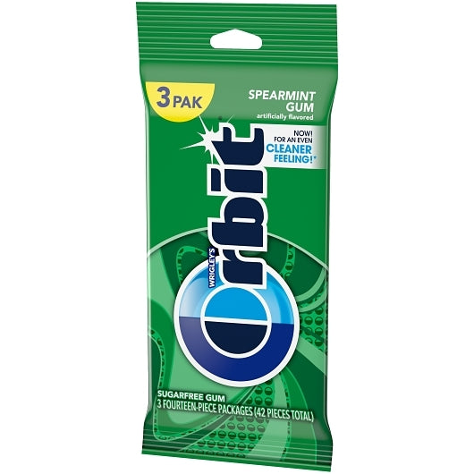 Orbit Gum Spearmint 3 Pack, 20 x 3 x 14 PC Case - Alternate product angle or state