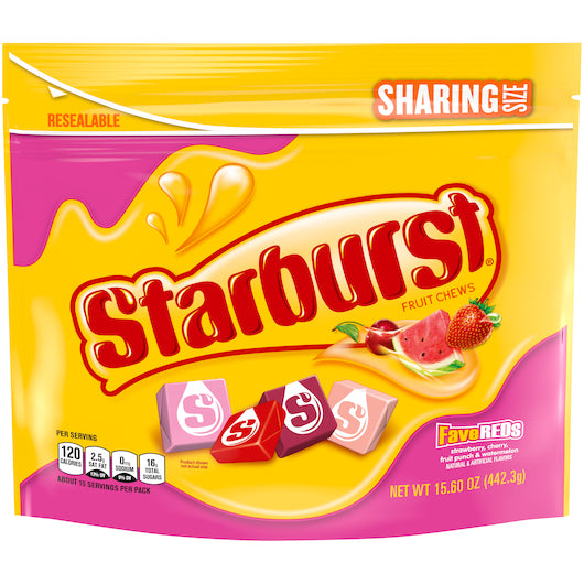 Starburst Fave Reds Stand Up Pouch, 6 x 15.6 oz Case - Candy & Confections