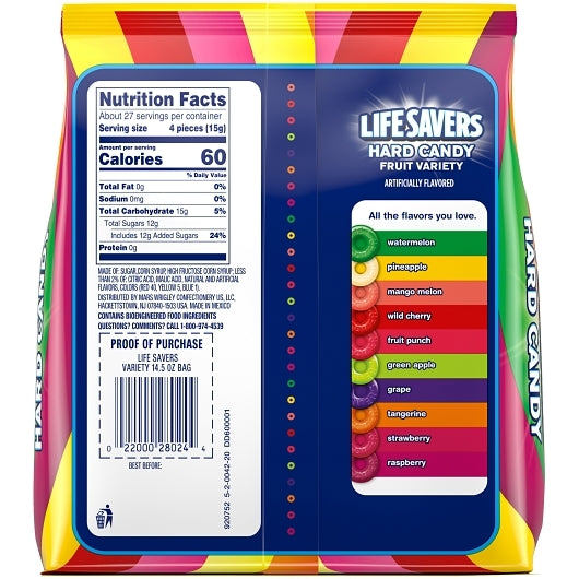 Life Savers Fruit Variety Hard Candy Stand Up Pouch, 6 x 14.5 oz Case - DOT product image 8