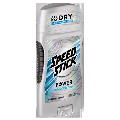 Mennen Men's Speed Stick 24 Hour Power Unscented Anti-Perspirant Deodorant Stick, 2 x 6 x 3 oz Case - Health & Personal